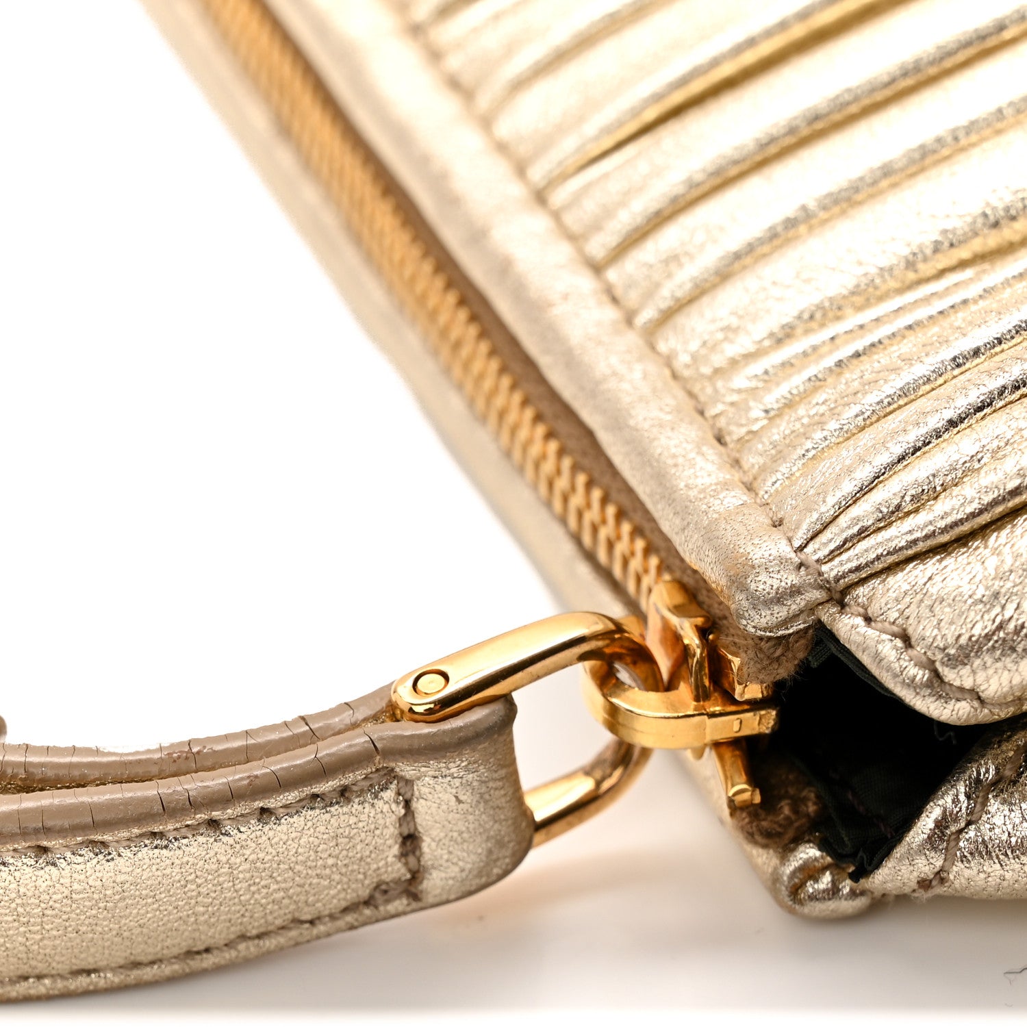 Miu Miu Metallic Nappa Plisse Long Clutch Gold 1876771 – FASHIONPHILE