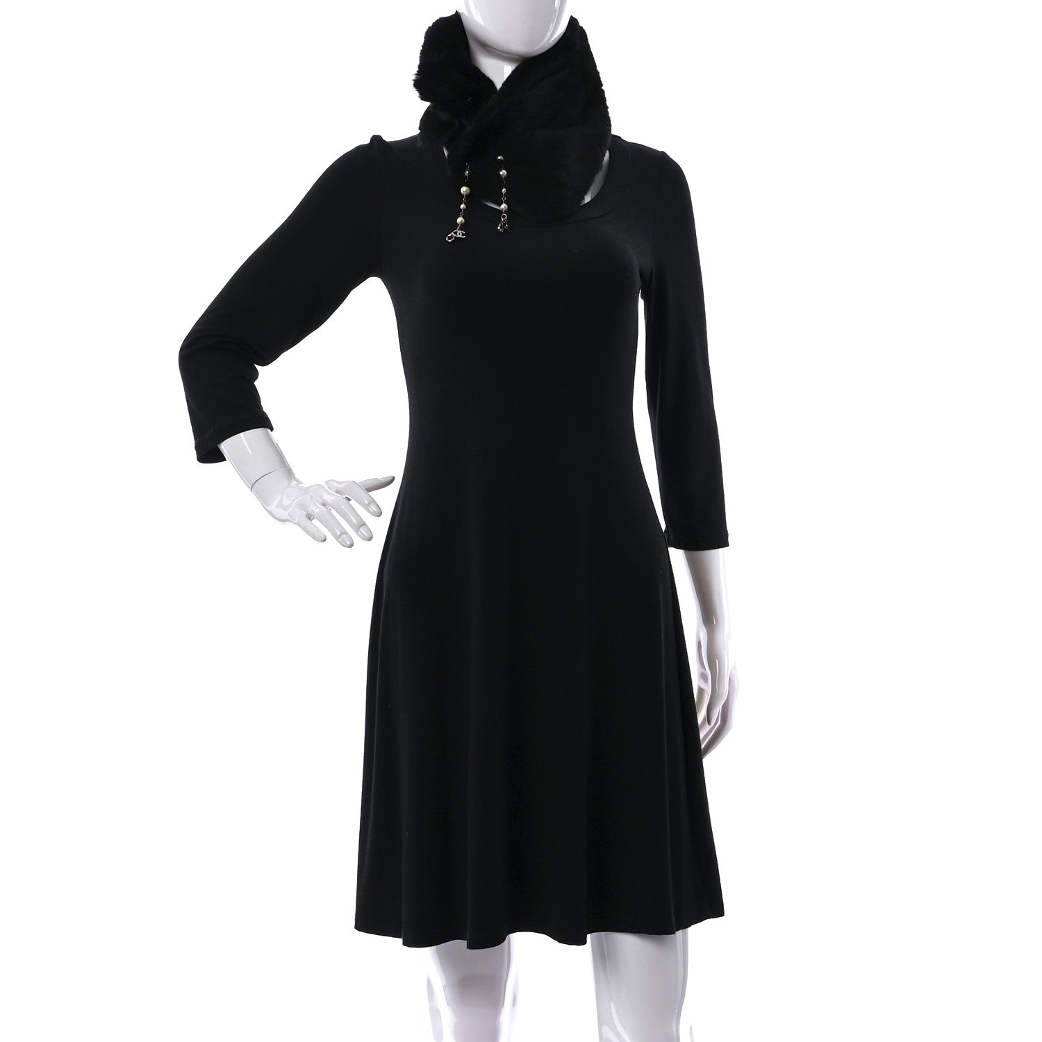 Chanel Orylag Rabbit Fur Scarf Black 2 of 6