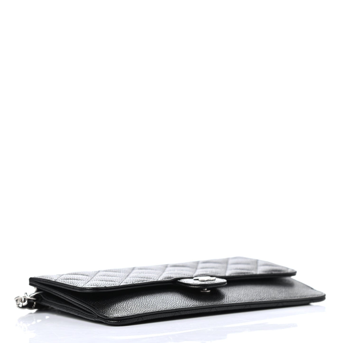 Caviar Quilted Classic Pouch With Handle Black