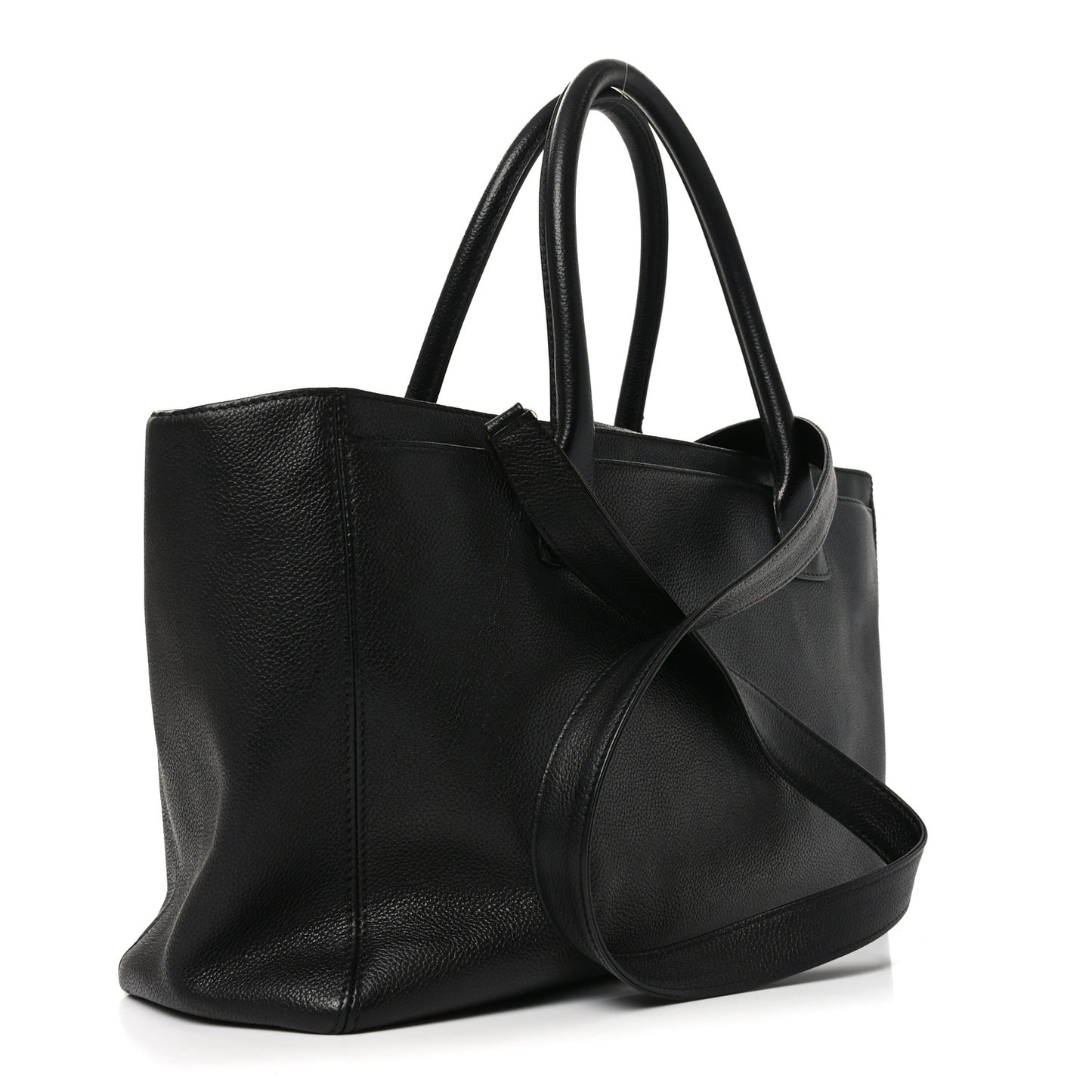 Calfskin Cerf Executive Shopper Tote Black