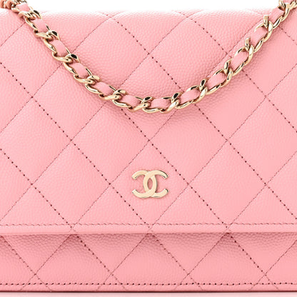 Chanel Caviar Quilted Wallet on Chain WOC Light Pink 9 of 12