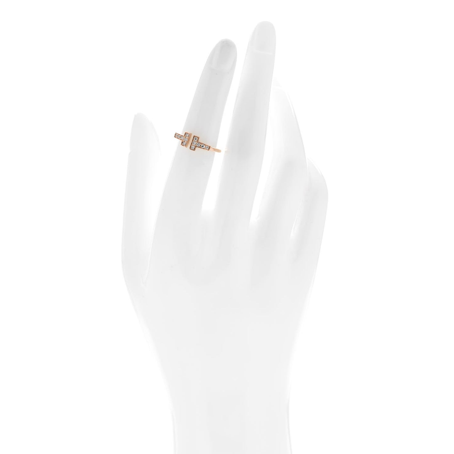 18K Rose Gold Diamond T Wire Ring 50 5.5