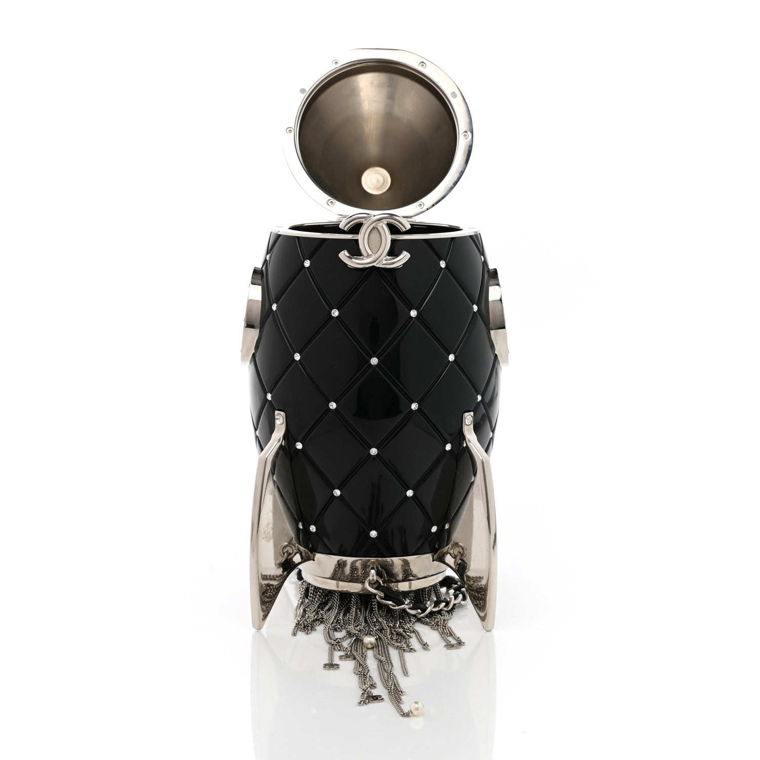 Chanel Plexiglass Crystal Rocket Ship Minaudière Clutch Black 4 of 6