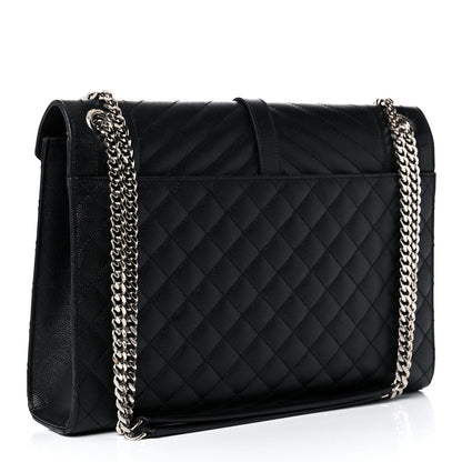 Saint Laurent Grain De Poudre Textured Mixed Matelasse Large Triquilt Monogram Satchel Black 3 of 17