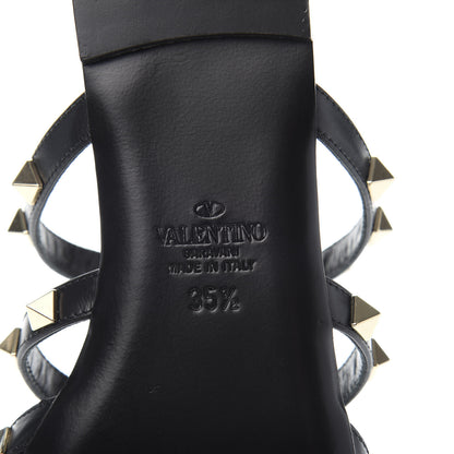 Valentino Garavani Calfskin Boudoir Rockstud Flat Cage Mules 35.5 Rose Cannelle Black 7 of 9