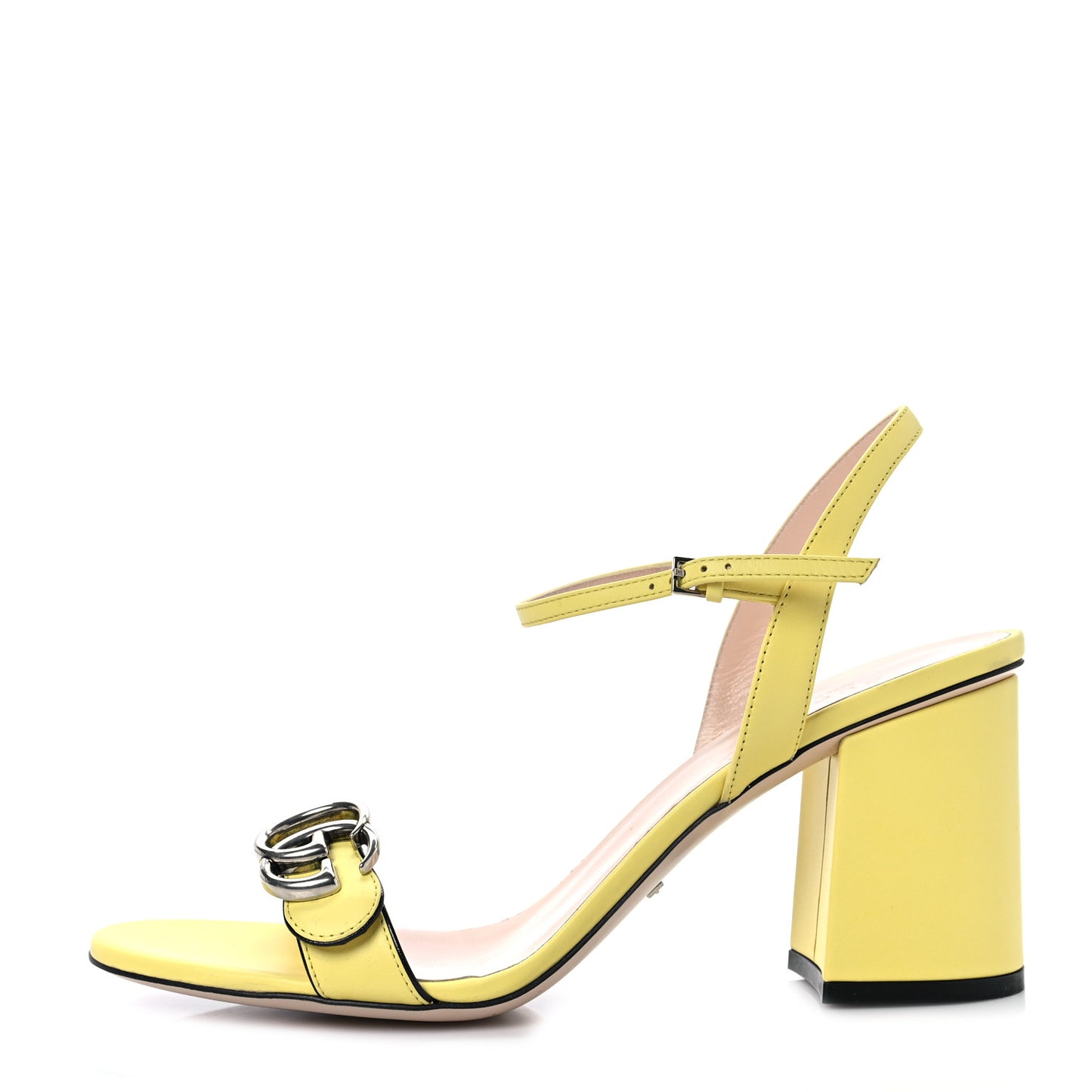 Lifford Calfskin GG Marmont Ankle Wrap 75mm Sandals 40.5 Banana