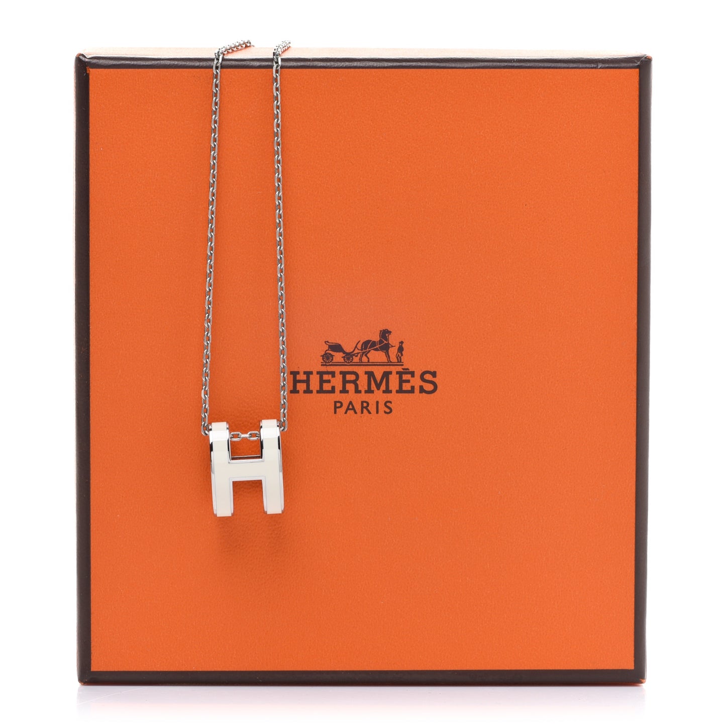 Lacquered Palladium Pop H Pendant Necklace White