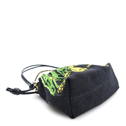 Loewe Denim Calfskin Tulip Paulas Ibiza Medium Donut Chain Flamenco Knot Clutch Black Multicolor 3 of 8