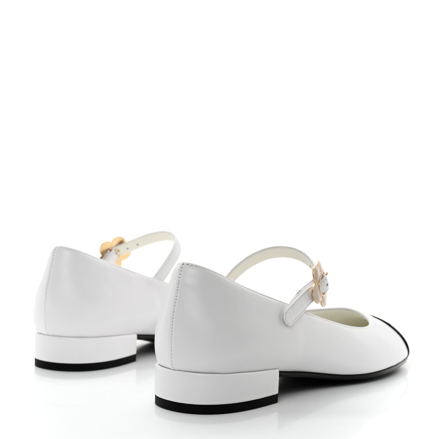 Patent Lambskin Mary Jane Flats 37.5 White Black