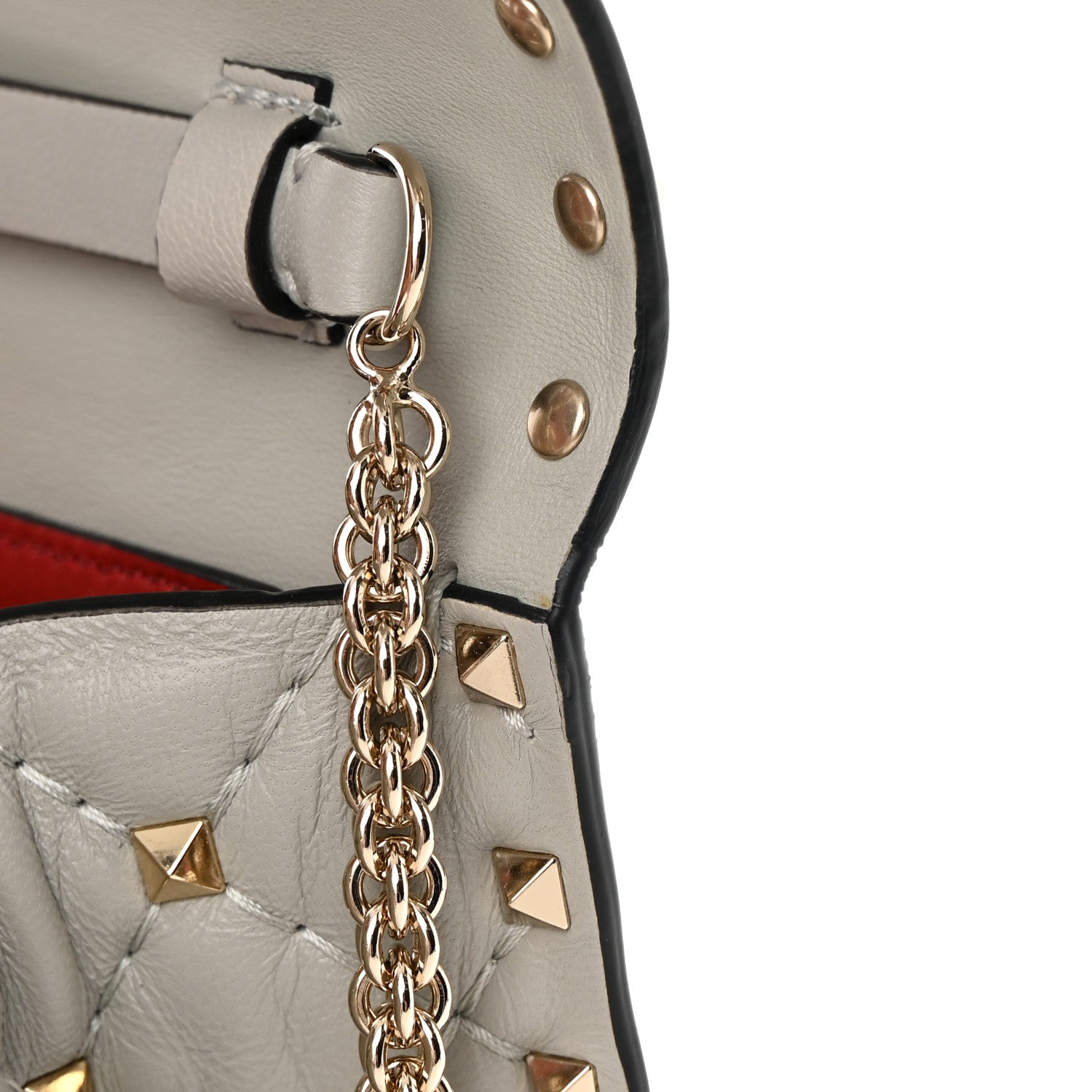 Valentino Garavani Nappa Rockstud Spike Wallet On Chain Opal Grey 11 of 13