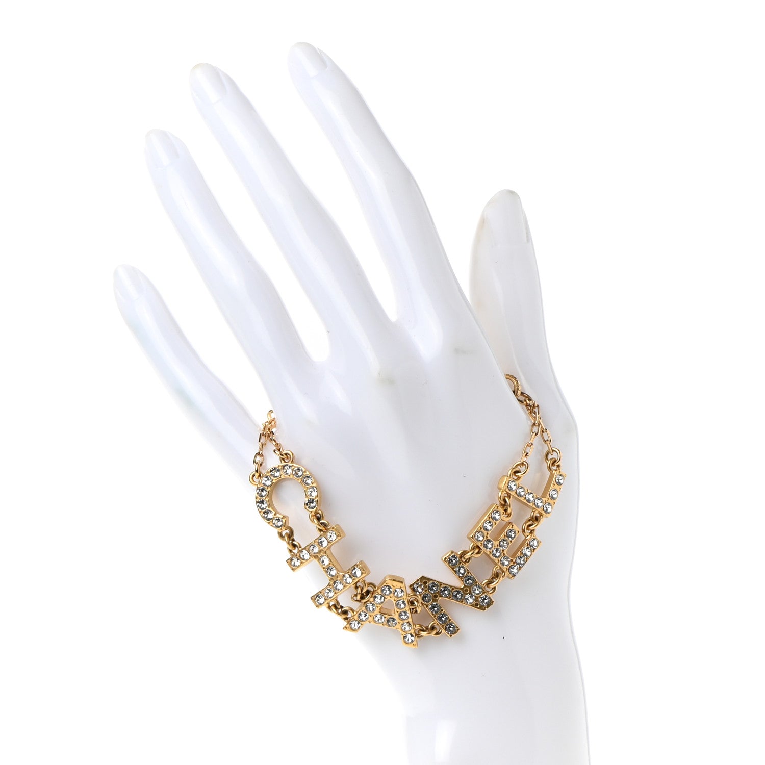 Chanel Metal Crystal 90's Icon Logo Bracelet Gold 2 of 4