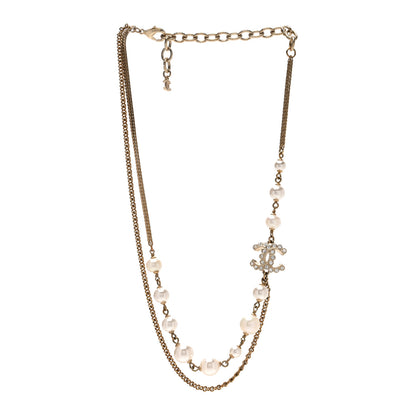 Chanel Crystal Pearl CC Necklace Gold 3 of 4