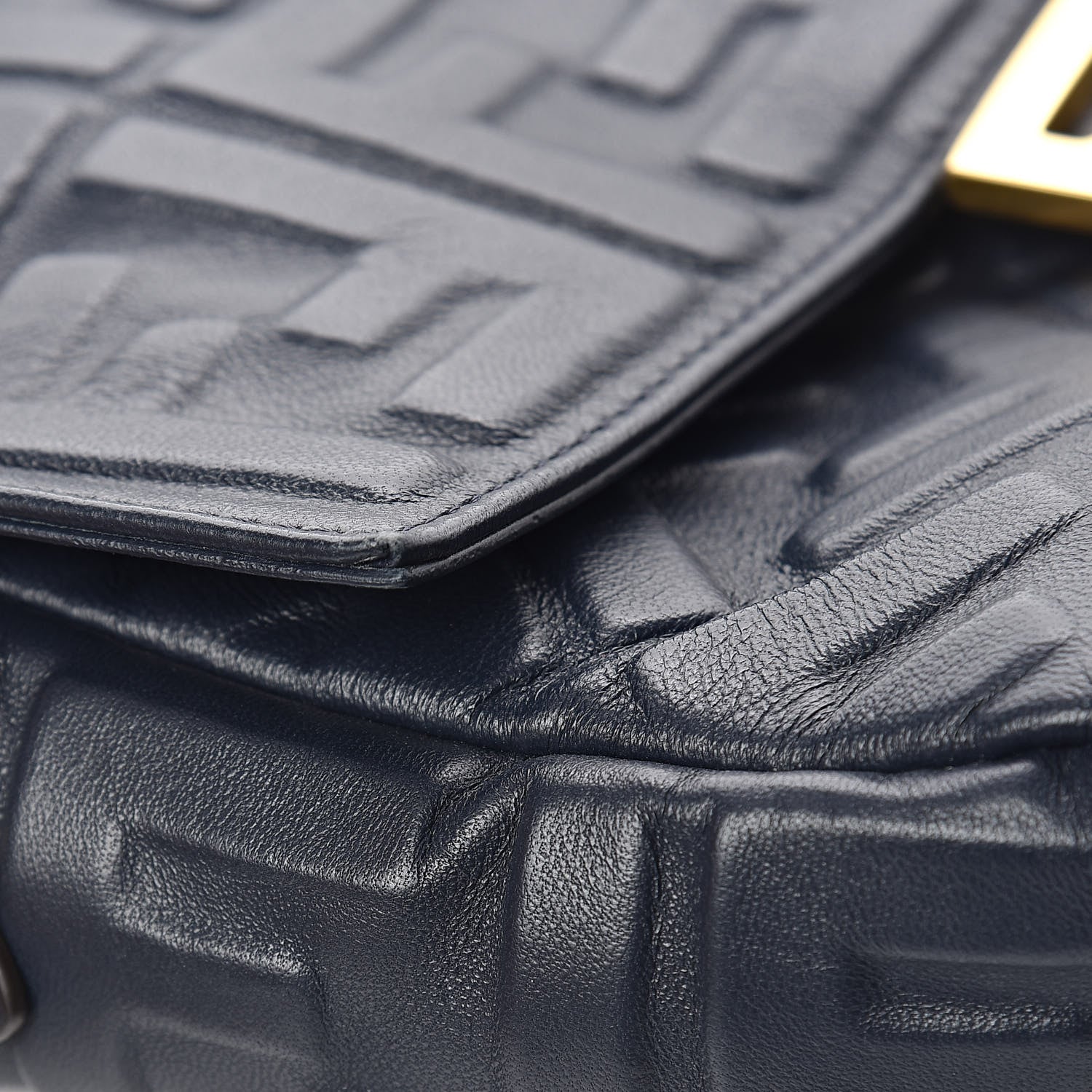 Fendi Nappa FF 1974 Embossed Baguette Midnight 7 of 11