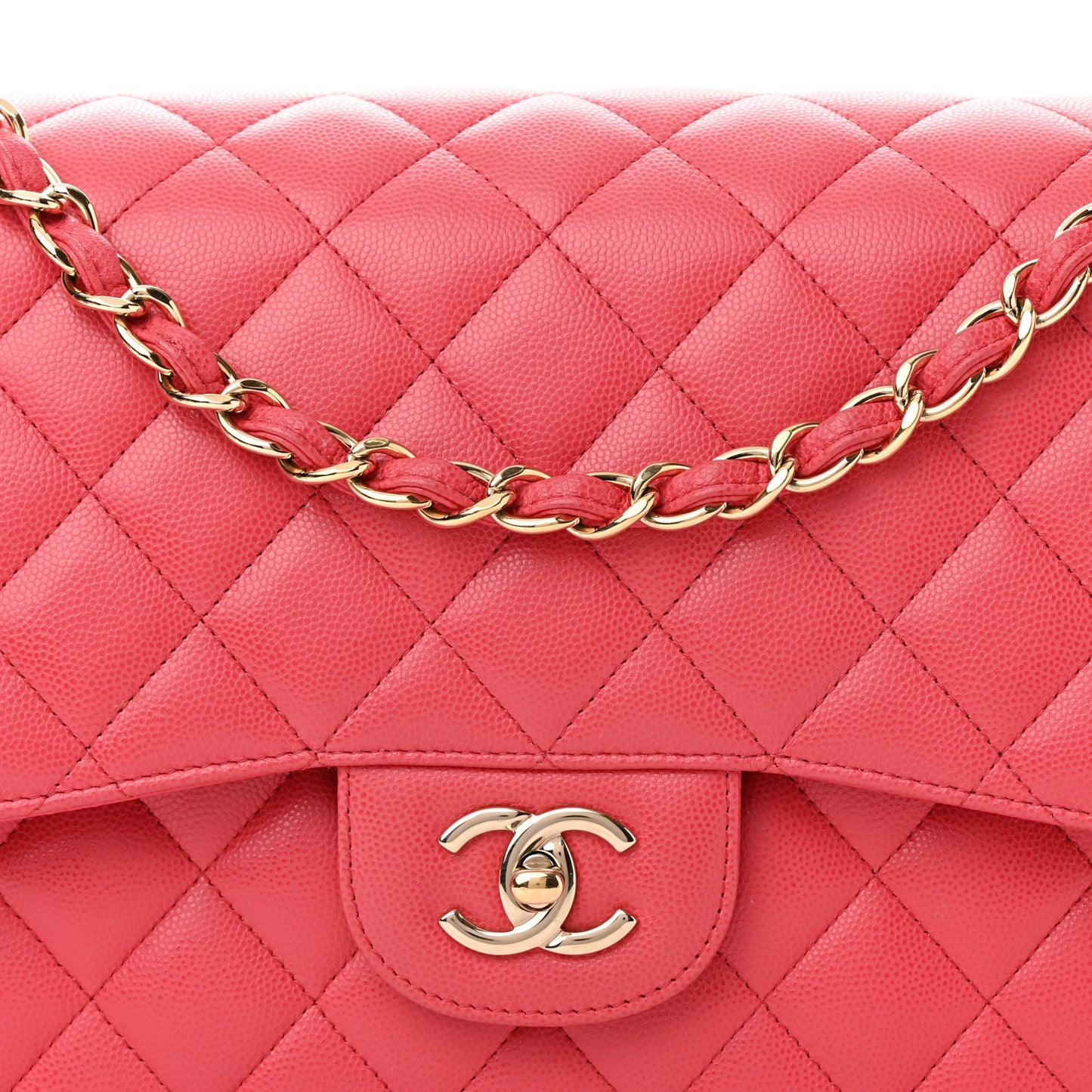 Caviar Quilted Jumbo Double Flap Dark Pink
