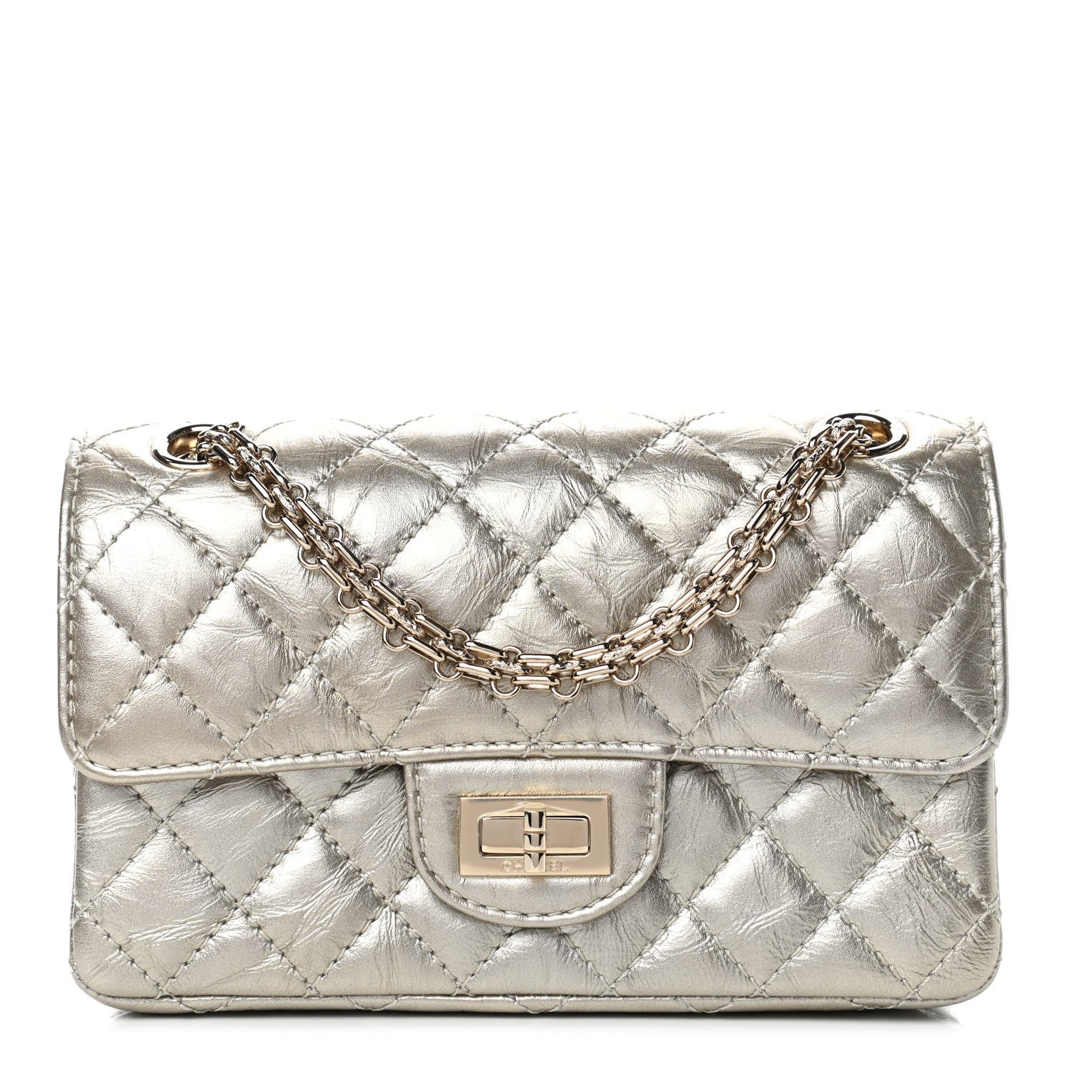 Chanel Metallic Aged Calfskin Quilted 2.55 Reissue Mini Flap Light Gold 1 of 4