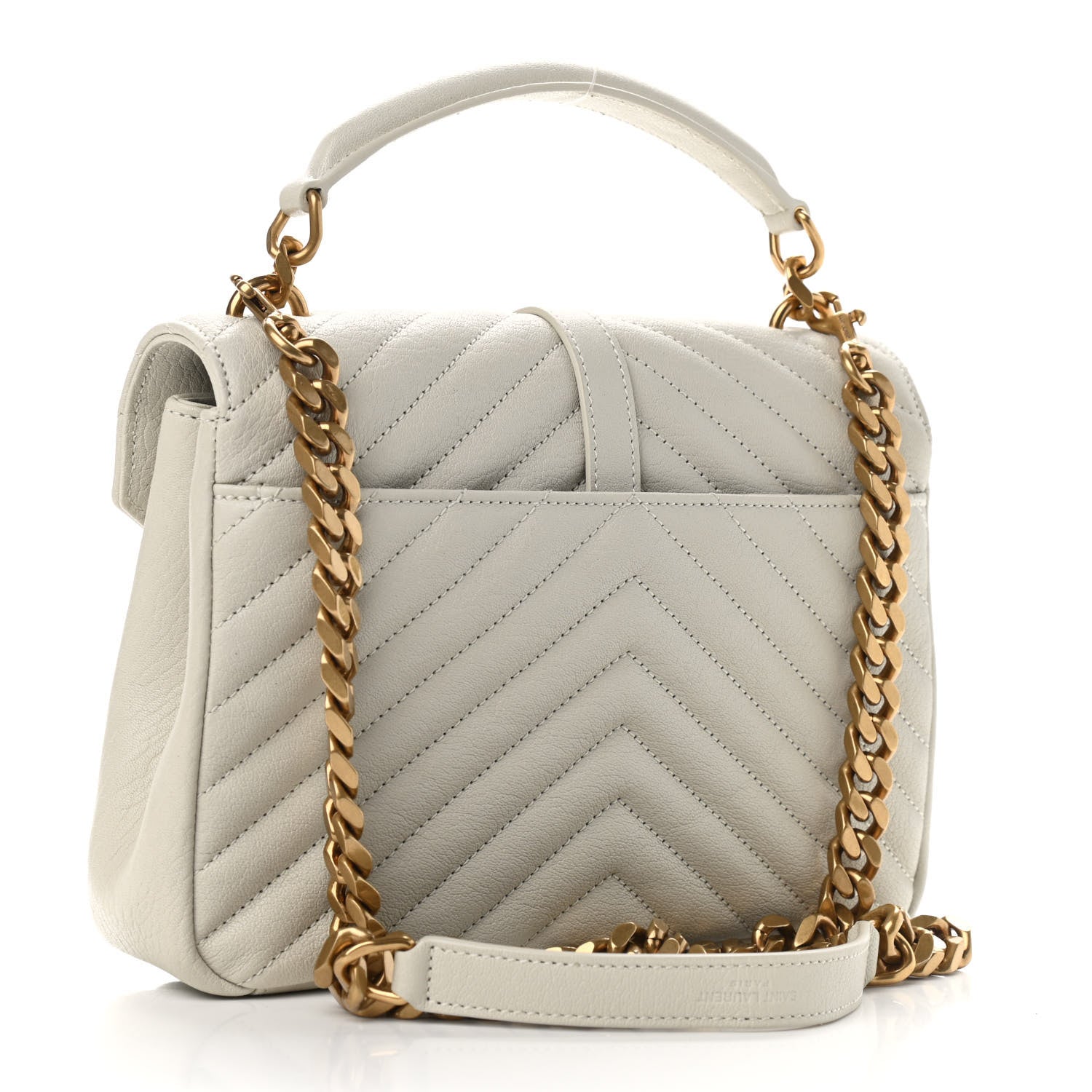 Saint Laurent Sheepskin Matelasse Chevron Monogram Medium College Bag Crema Soft 3 of 12
