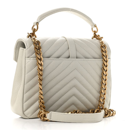 Saint Laurent Sheepskin Matelasse Chevron Monogram Medium College Bag Crema Soft 3 of 12