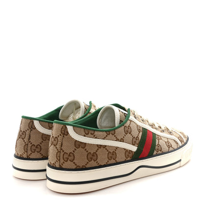 Gucci GG Monogram Web Mens 1977 Tennis Sneakers 9 Beige Ebony Mystic White Vert 5 of 9