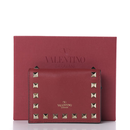 Valentino Garavani Calfskin Rockstud French Flap Wallet Rubino 12 of 12
