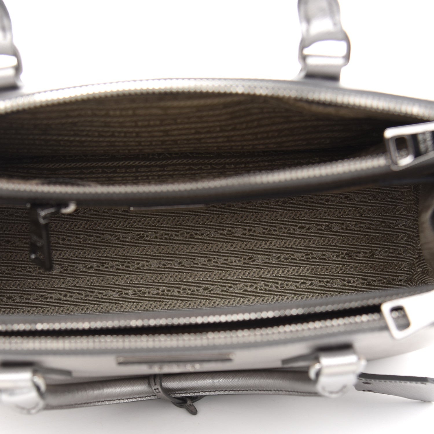 Prada Metallic Saffiano Small Galleria Double Zip Tote Cromo 5 of 12