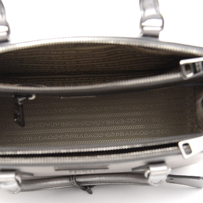 Prada Metallic Saffiano Small Galleria Double Zip Tote Cromo 5 of 12