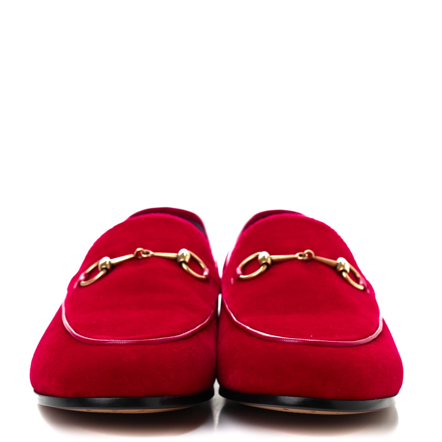 Gucci Velvet Horsebit Womens Jordaan Loafers 38.5 Hibiscus Red 2 of 7