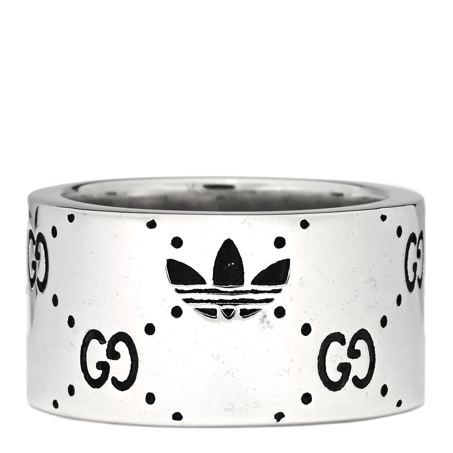Gucci X ADIDAS Sterling Silver Trefoil GG Monogram Extra Wide Band Ring 56 7.5 2 of 3