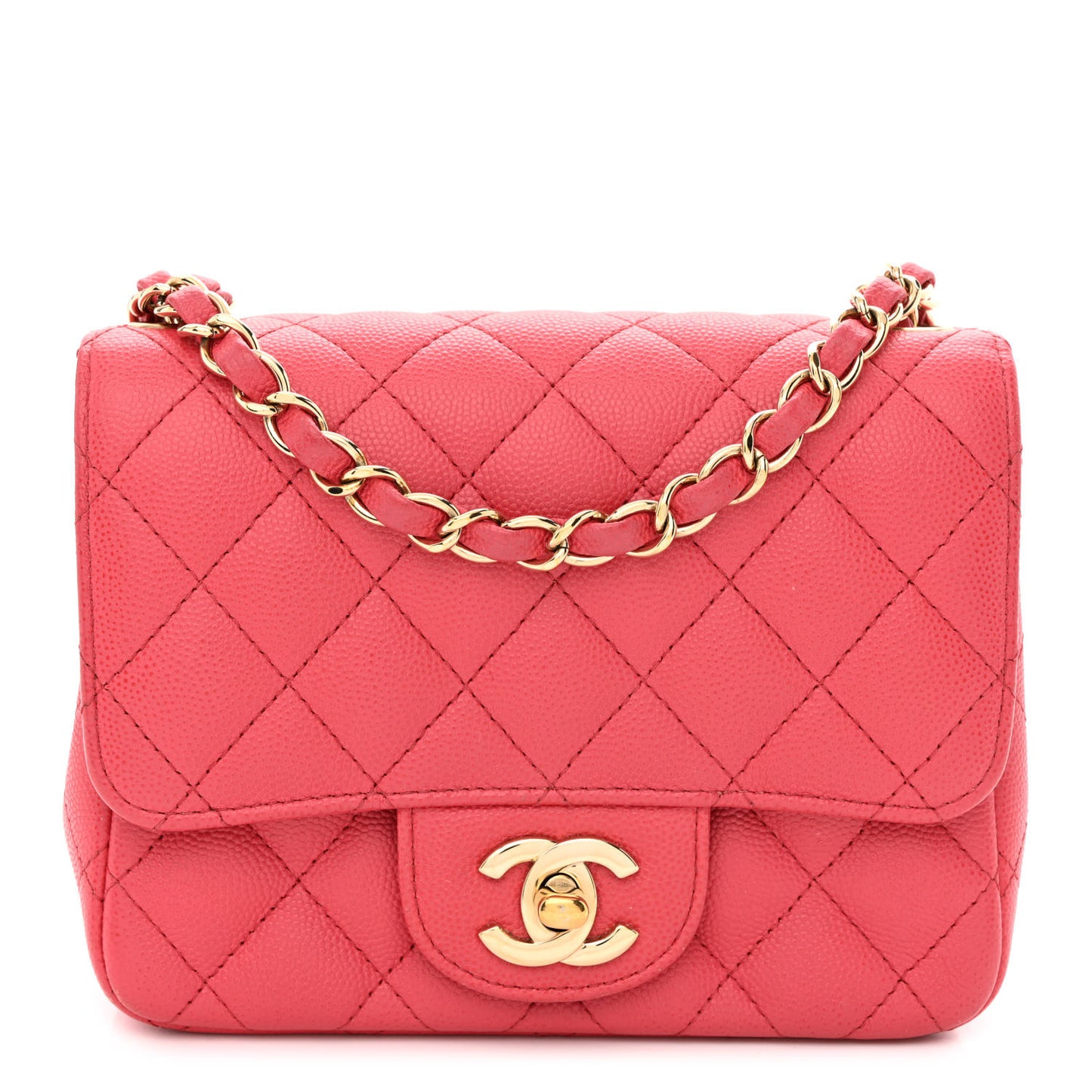 Caviar Quilted Mini Square Flap Pink