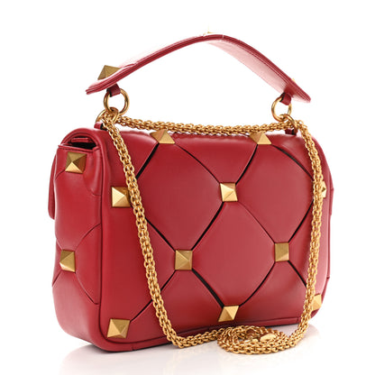 Valentino Garavani Nappa Large Roman Stud Craving Shoulder Bag Rosso 3 of 8