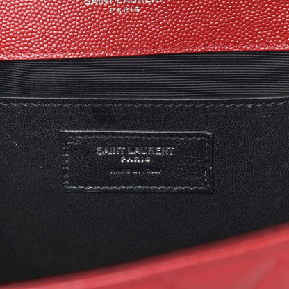 Saint Laurent Grain De Poudre Textured Mixed Matelasse Triquilt Medium Monogram Satchel Rouge Eros 5 of 8