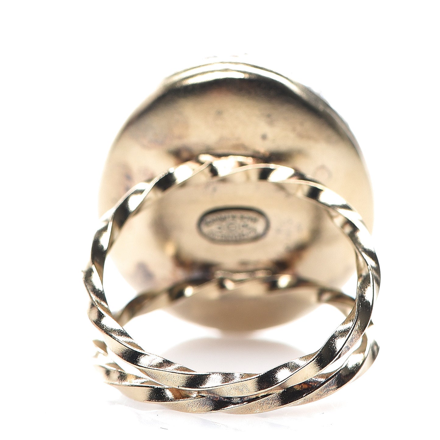 Crystal CC Coco Loves You Locket Ring 6.25 Gold