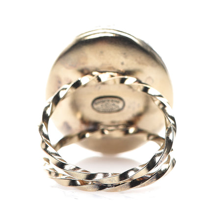 Chanel Crystal CC Coco Loves You Locket Ring 6.25 Gold 3 of 5