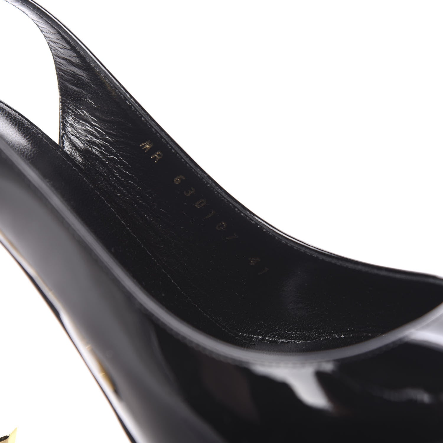 Saint Laurent Patent Opyum 110 Slingback Pumps 41 Black Gold 7 of 9