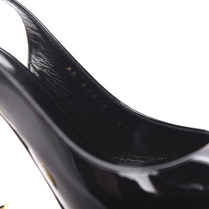 Saint Laurent Patent Opyum 110 Slingback Pumps 41 Black Gold 7 of 9