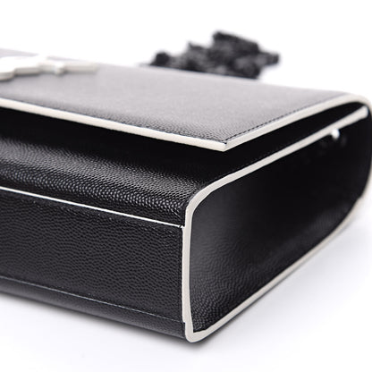Saint Laurent Grain De Poudre Medium Classic Monogram Kate Satchel Black White 8 of 11
