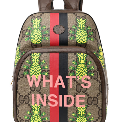 Gucci Jumbo GG Supreme Monogram Textured Dollar Calfskin Small Pineapple What's Inside Retro Interlocking G Backpack Beige Ebony Green Pink New Acero 8 of 10