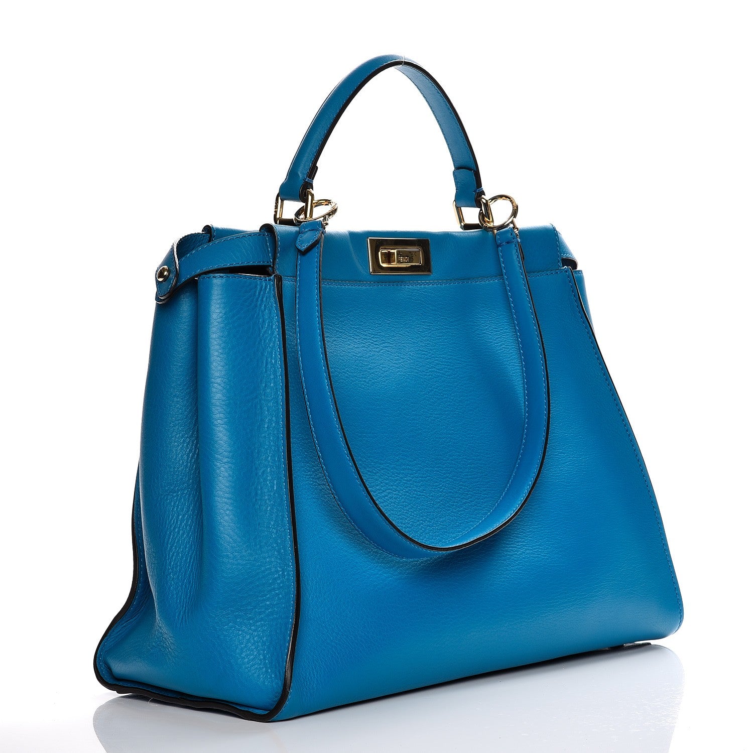 Fendi Vitello Seta Studded Monster Eyes Large Peekaboo Iconic Satchel Blue Royal Black Multicolor 4 of 11