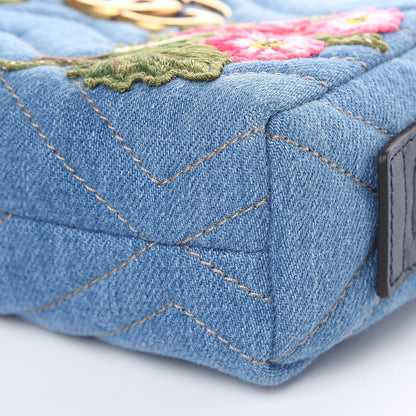 Gucci Denim Matelasse Flower Japan Limited GG Marmont Cosmetic Case Blue 9 of 10