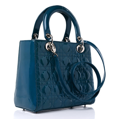 Christian Dior Patent Cannage Medium Lady Dior Blue 3 of 14