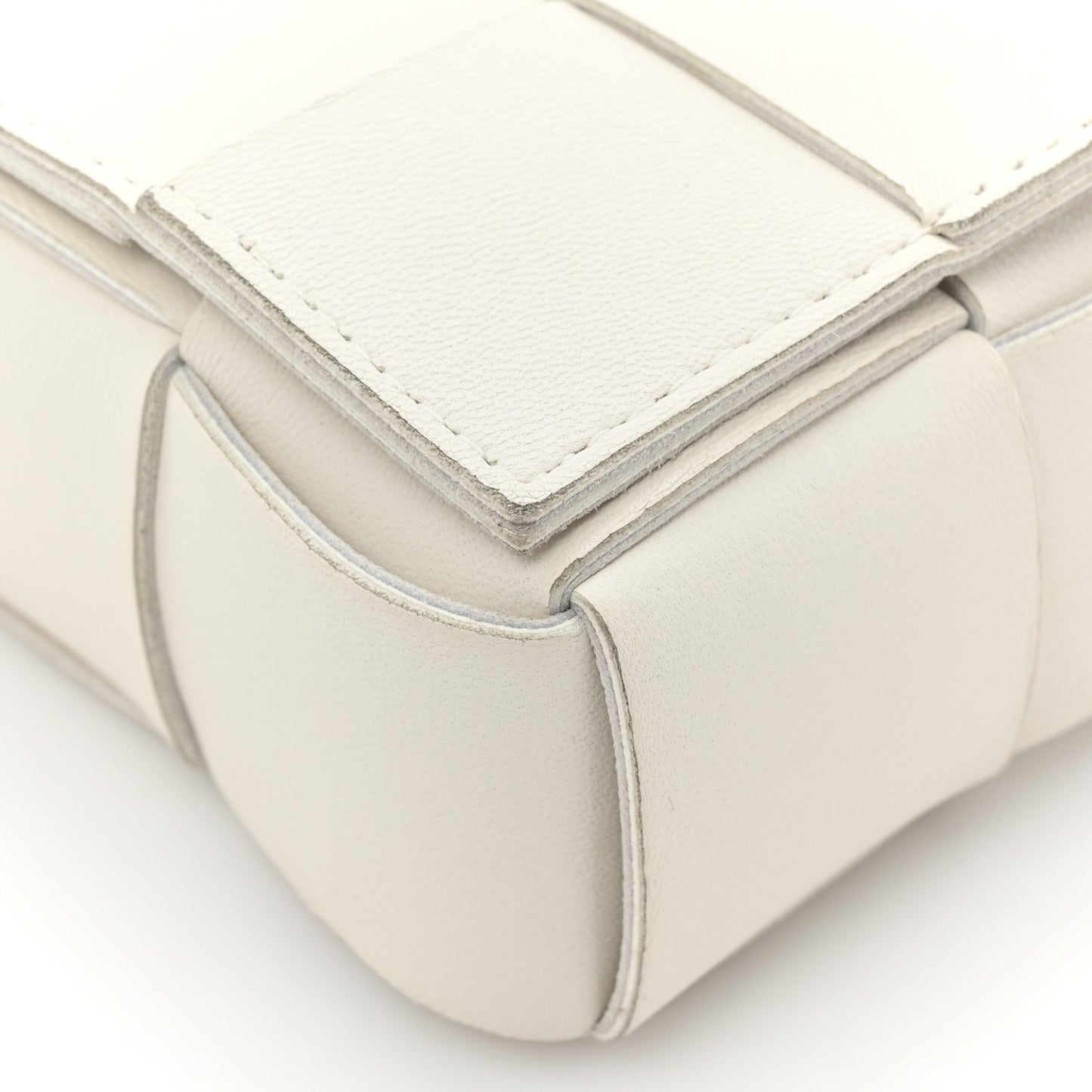 Lambskin Maxi Intrecciato Extra Mini Cassette Crossbody Bag White