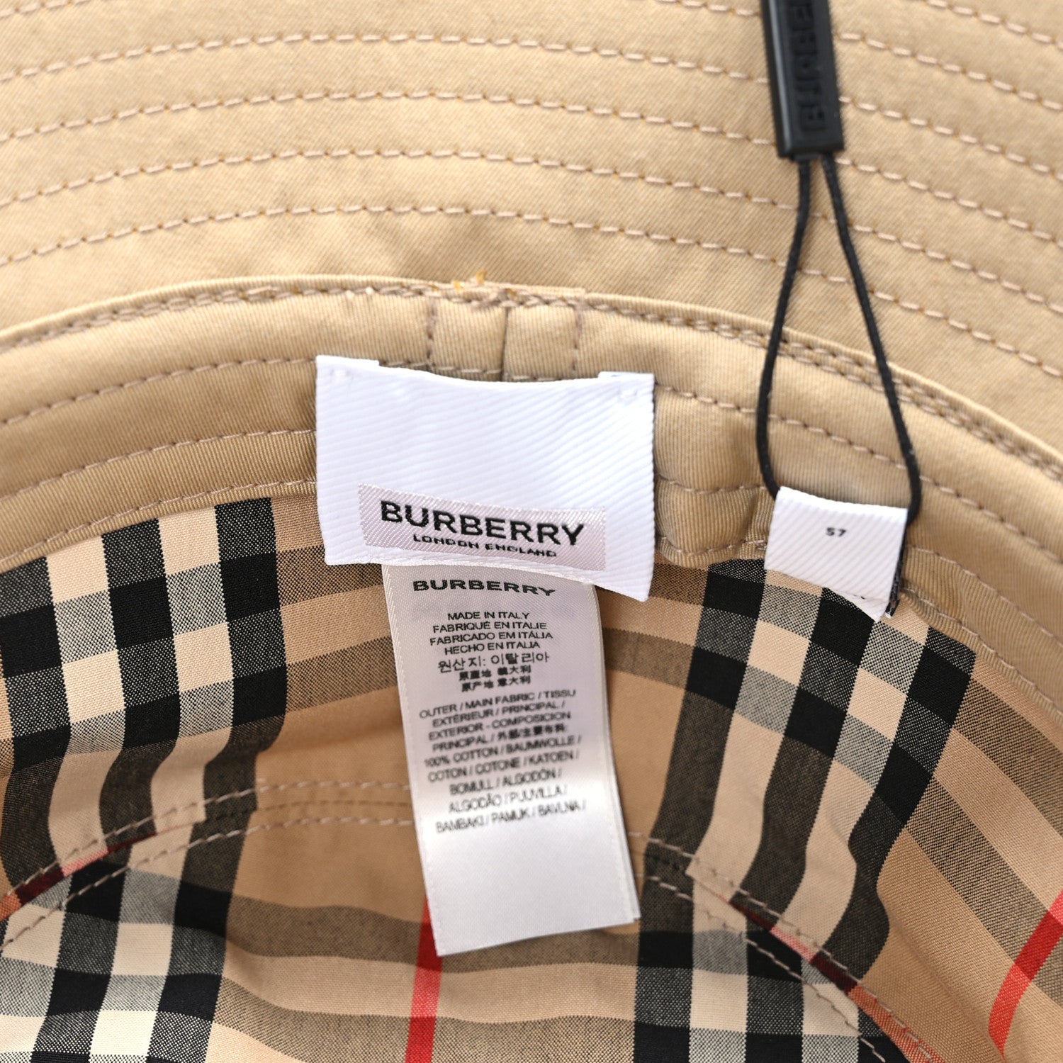 Burberry Cotton Gabardine Bucket Hat M Honey 7 of 7