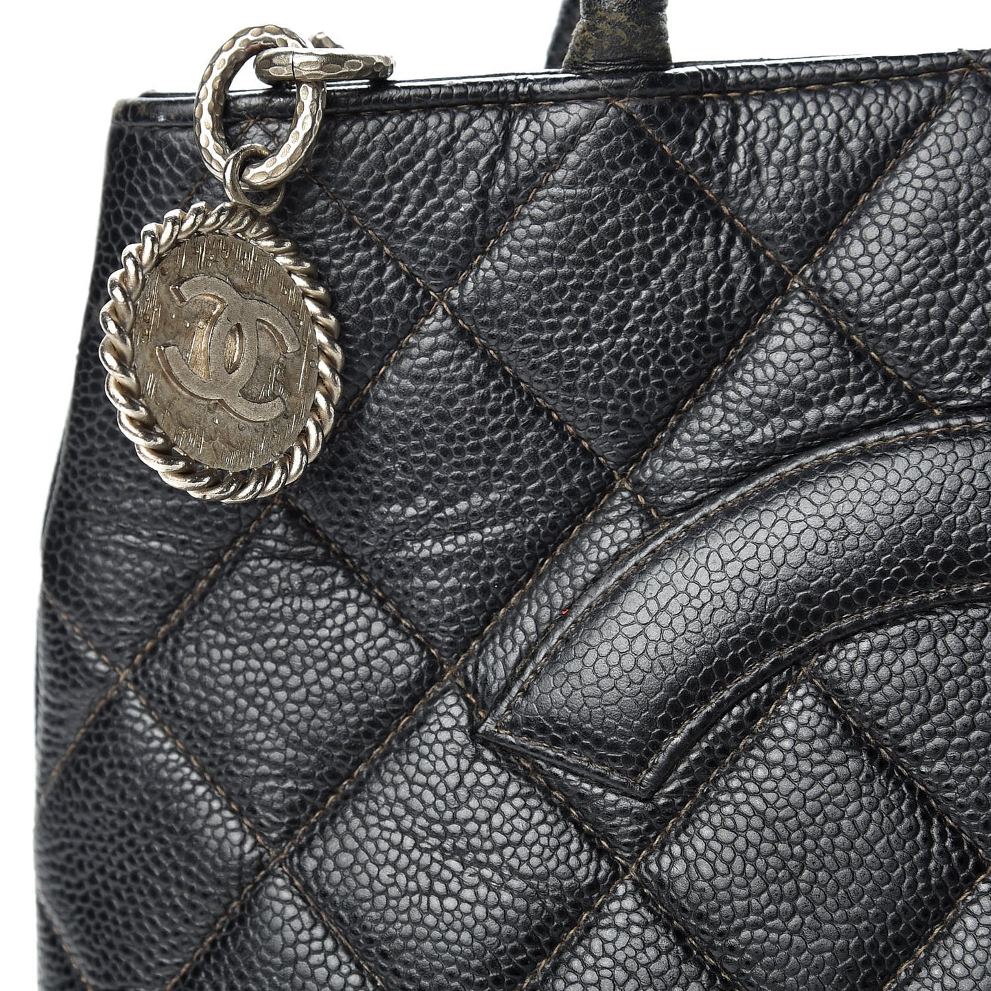 Caviar Quilted Medallion Tote Black