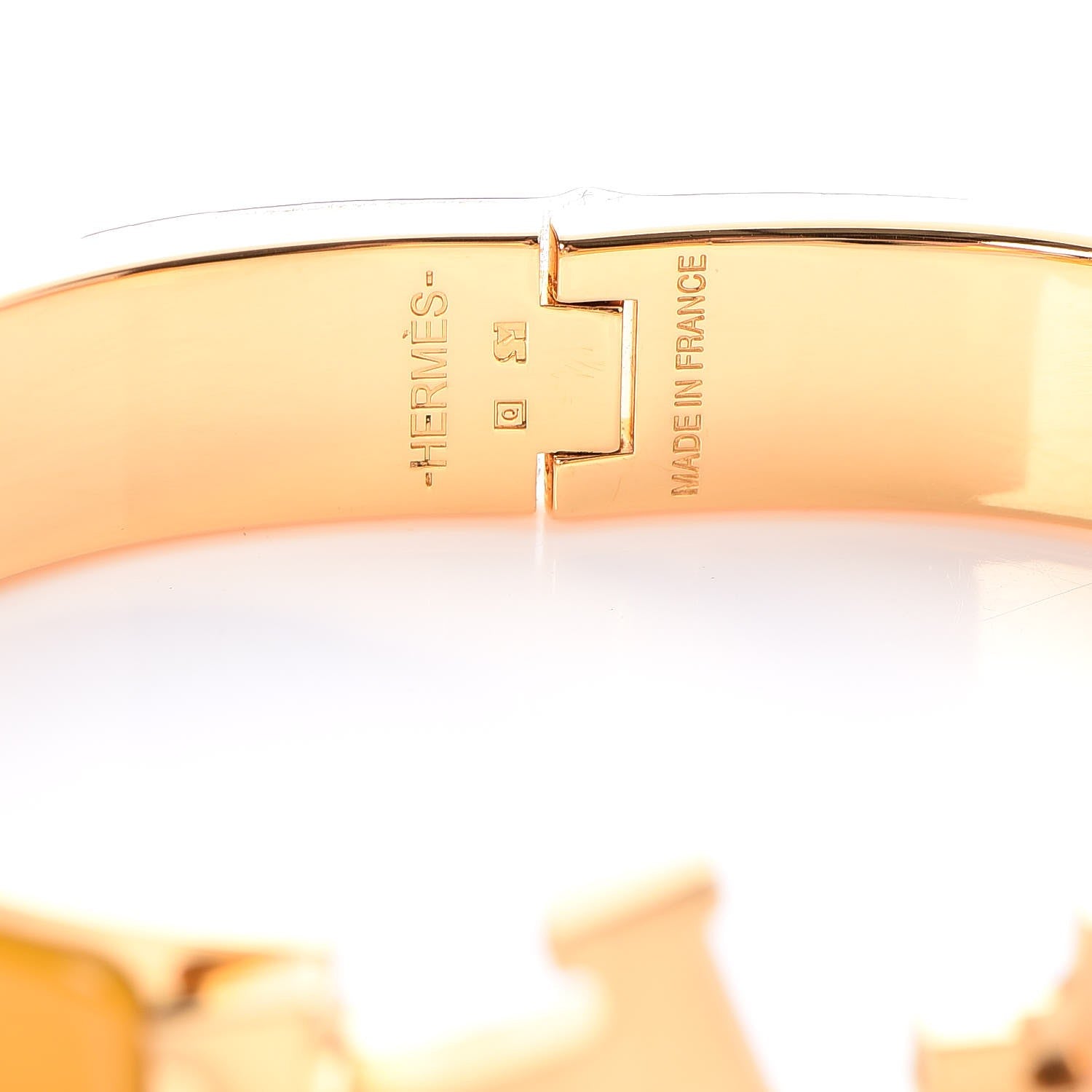 Hermes Enamel Narrow Clic Clac H Bracelet PM Jaune Madras 5 of 5