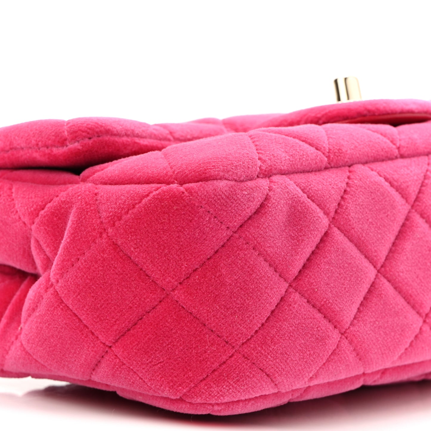 Velvet Quilted Mini Rectangular Pearl Crush Flap Fuchsia
