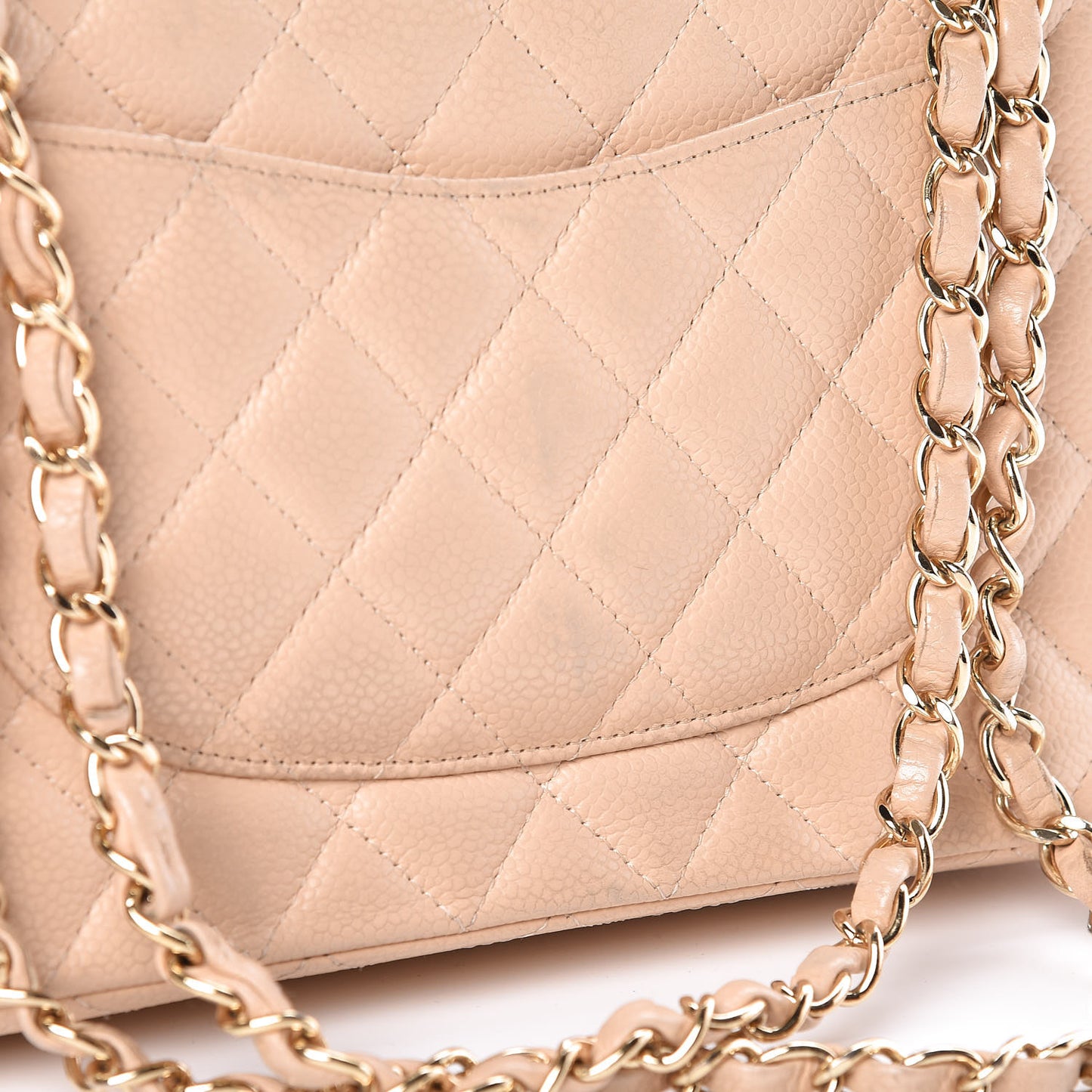 Caviar Quilted Medium Double Flap Beige Clair