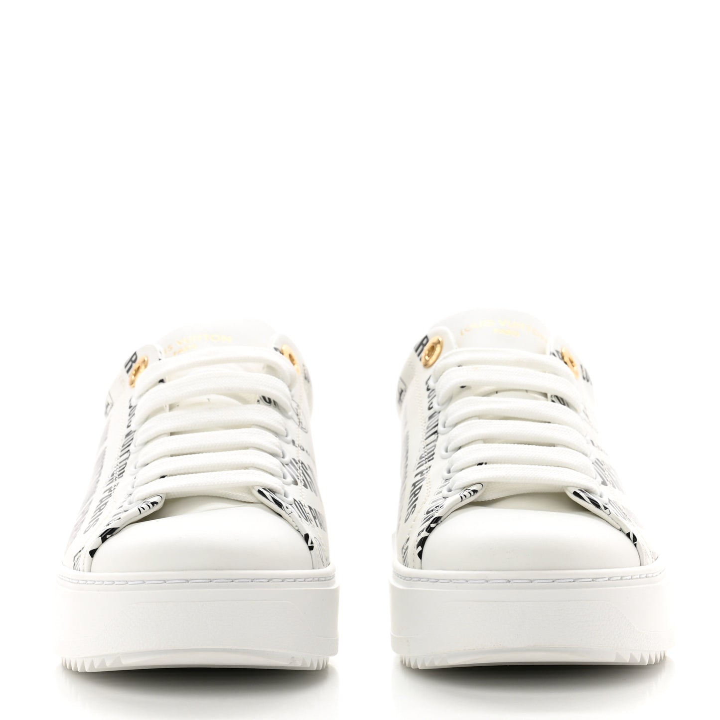 Calfskin Printed Time Out Trainer Sneakers 39 White