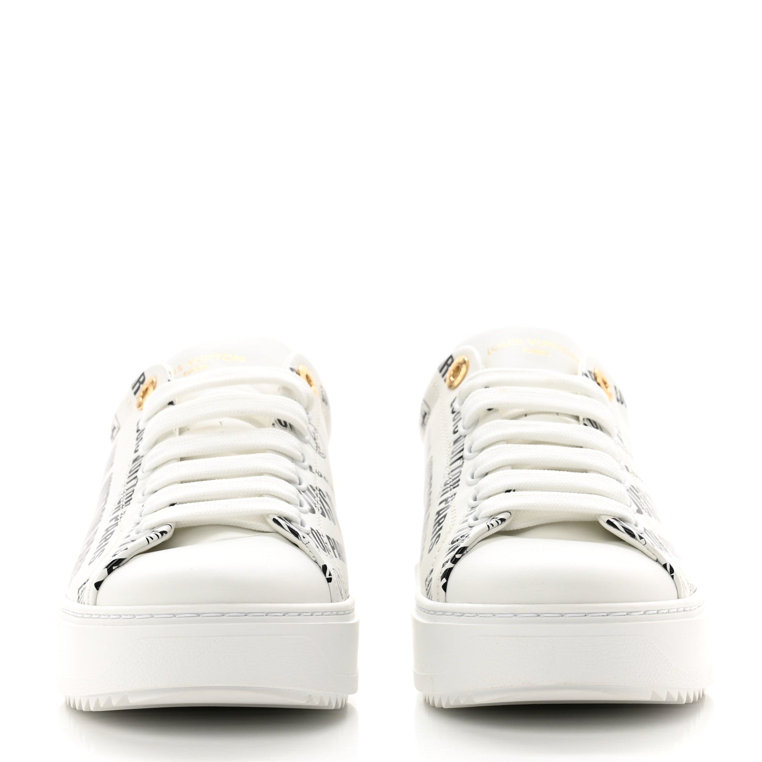 Louis Vuitton Calfskin Printed Time Out Trainer Sneakers 39 White 2 of 10
