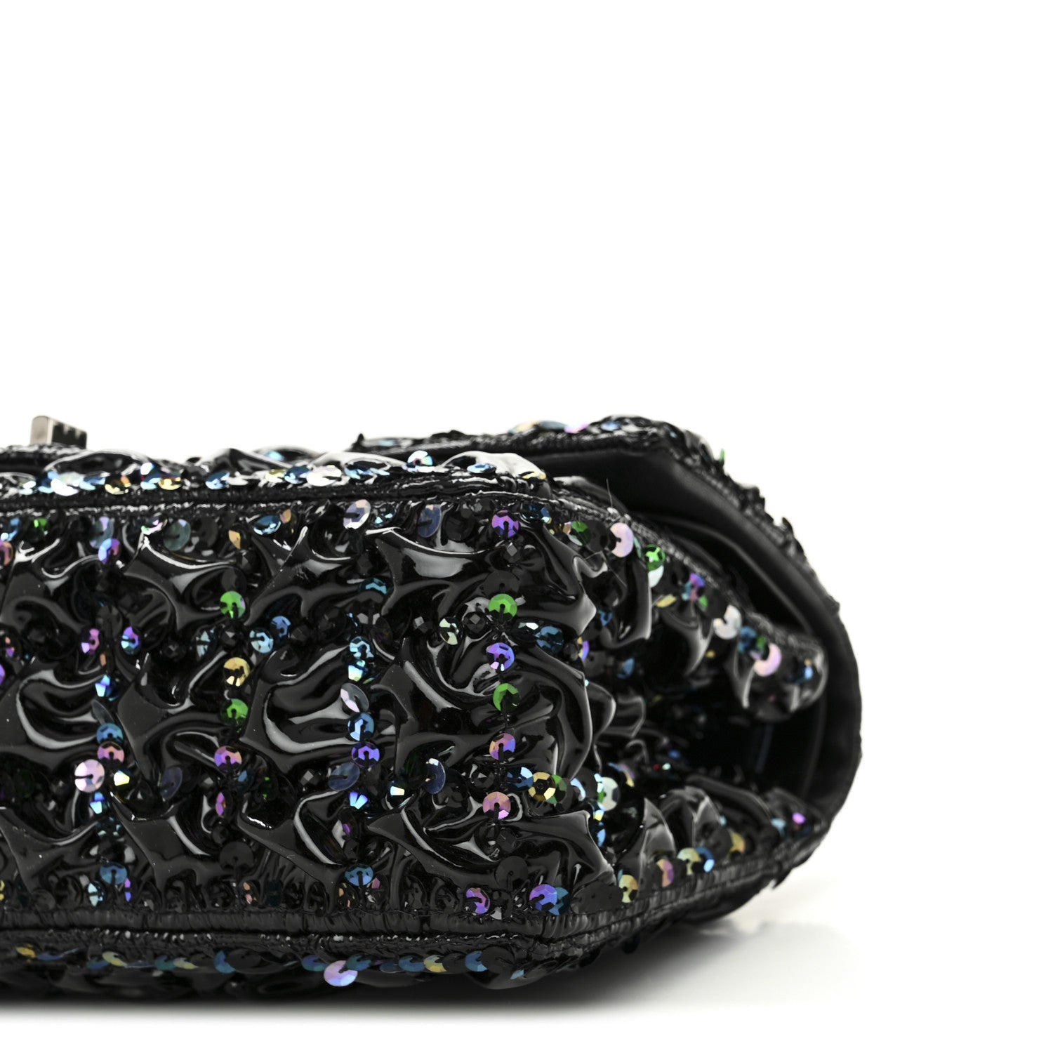 Chanel Patent Sequin Crystal Ruched 2.55 Reissue 225 Flap Black 9 of 9