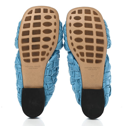 Bottega Veneta Shiny Nappa Intrecciato The Board Flat Sandals 39 Sky Blue 5 of 9