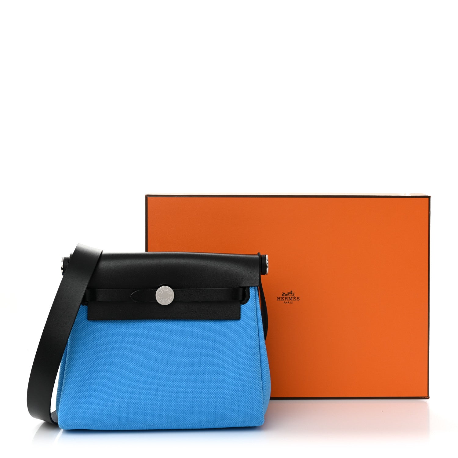 Hermes Military Toile Vache Hunter Herbag Zip Retourne 20 Bleu Riviera Black 11 of 11